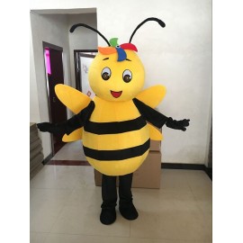 Costume mascote adorable abeille jaune et noire