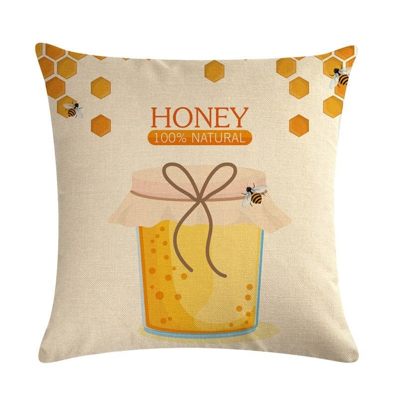 Housse de coussin carré avec motifs abeille - modele 4