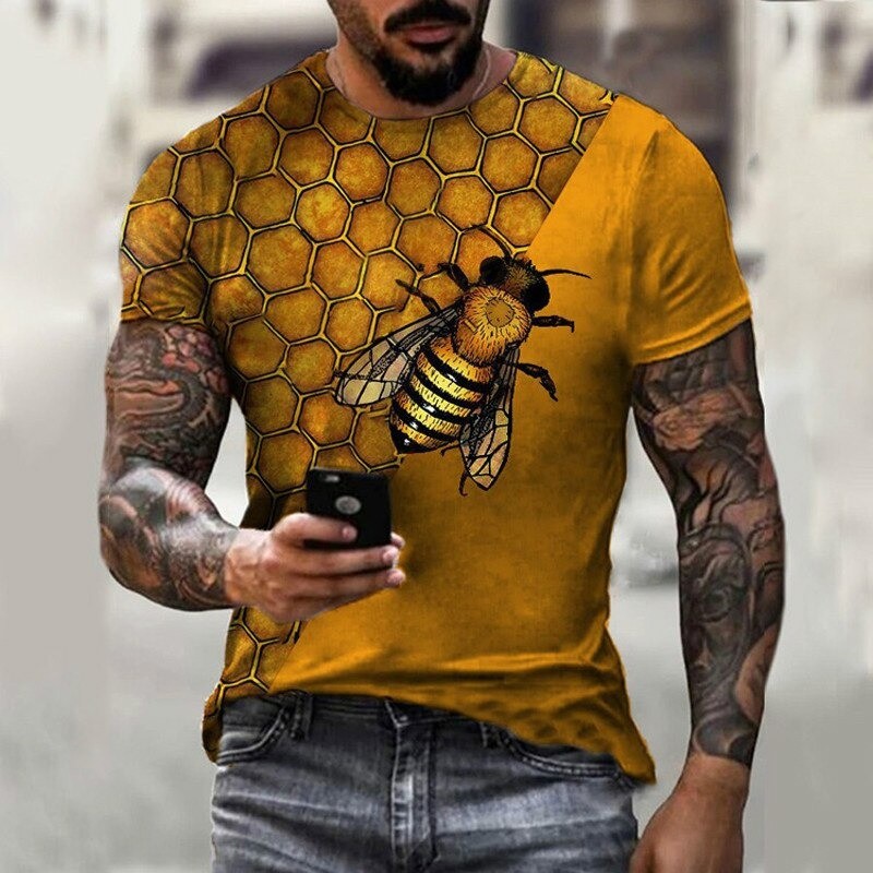 T-shirt manches courtes col rond pour homme impression abeille