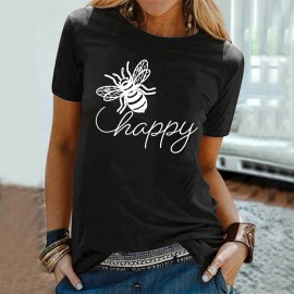 T-shirt manches courtes Bee Happy graphiques Bee Happy