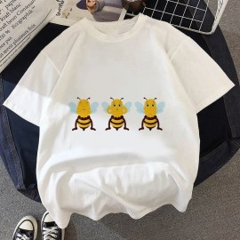 T-shirt 3 abeilles à col rond pour femme