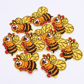 Lot de 10 patchs abeille de dessin animé de coloris jaune et rouge