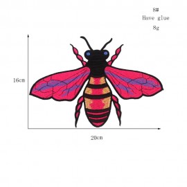 écusson grande abeille brodée Rose - Taille L