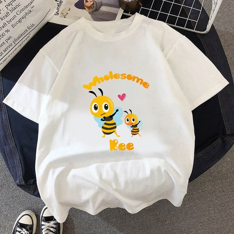 T-shirt abeille à col rond pour femme
