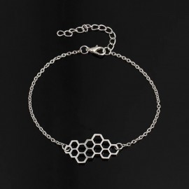 bracelet en nid d'abeille pour femme  modèle chaînette argent