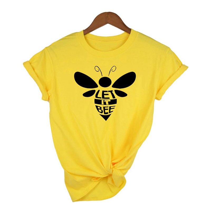 T-shirt Abeille Let it BEE à manches courtes pour femme modele 1 jaune