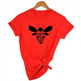 T-shirt Abeille Let it BEE à manches courtes pour femme modele 1 rouge