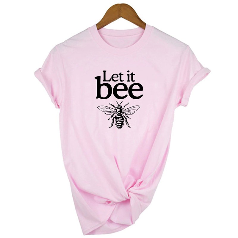 T-shirt Abeille Let it BEE à manches courtes pour femme modele 2 rose