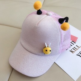 casquette Abeille 3D pour enfants avec petite abeille et antennes abeille rose