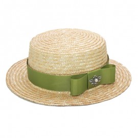 Chapeau de paille cannotier avec ruban et broche abeille strass vert