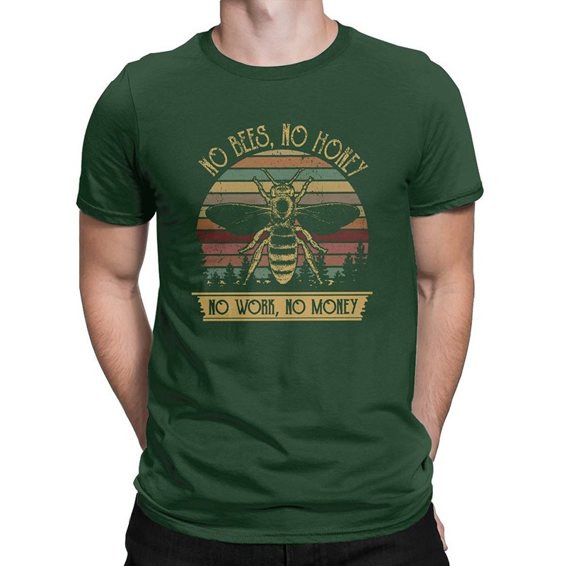T-shirt Abeilles pour Homme No Bees, No Honey vert