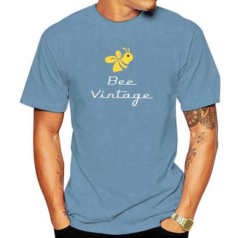 Bee Vintage T-Shirt in Black men t shirt bleu clair