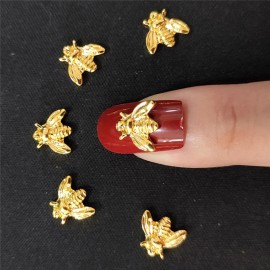 Décoration d'ongles en métal 3d en forme d'abeille dorées - 20 pièces