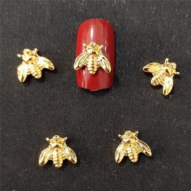 Décoration pour ongles en métal 3d en forme d'abeille dorées