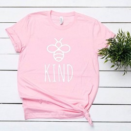 T-shirt Abeille pour femme Bee Kind rose