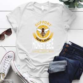 T-shirt Abeilles pour Femme Support Your Local Honey Bee - Save the Bee blanc