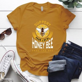 T-shirt Abeilles pour Femme Support Your Local Honey Bee - Save the Bee jaune