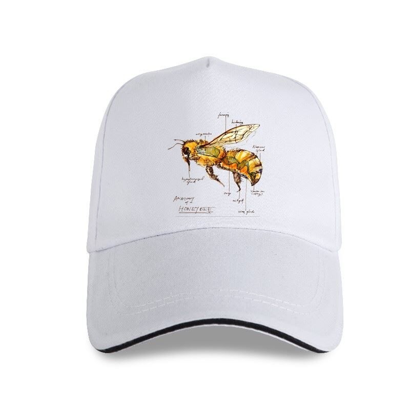 Casquette Abeille avec détails Anatomie de l'abeille blanc