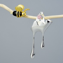 Boucles d'oreilles abeilles et miel bijou en argent Sterling 925 couleur argent
