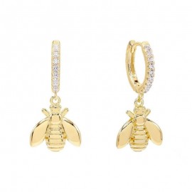Boucles d'oreilles abeille en argent Sterling 925 avec boucles en Zircon couleur or
