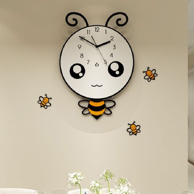 Grande Horloge murale en forme d'abeille modèle petite abeilles blanches