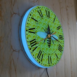 Horloge murale  abeille Avec ou sans cadre - Lumineuse !