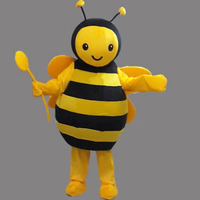 Mascotte d'abeille, costume d'insecte volant, déguisement de guêpe