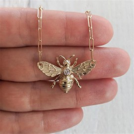 Collier pendentif abeille  en acier inoxydable pour homme femme