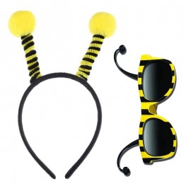 Serre tête abeille avec pompons et lunettes