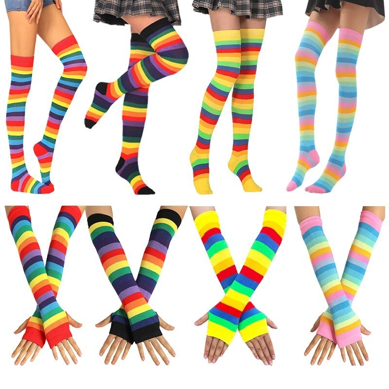 Chaussettes Abeilles chaussettes de danse rayées, avec gants chauffe-bras ! 4 couleurs au choix !