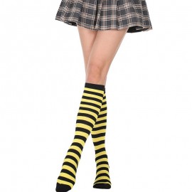 Chaussettes Abeille noires rayées Lolita pour femmes modèle jaune