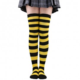 Chaussettes Abeille au dessus du genou pour femmes à rayures abeille - modèle 2
