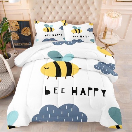 Parure de lit imprimée abeille Bee Happy