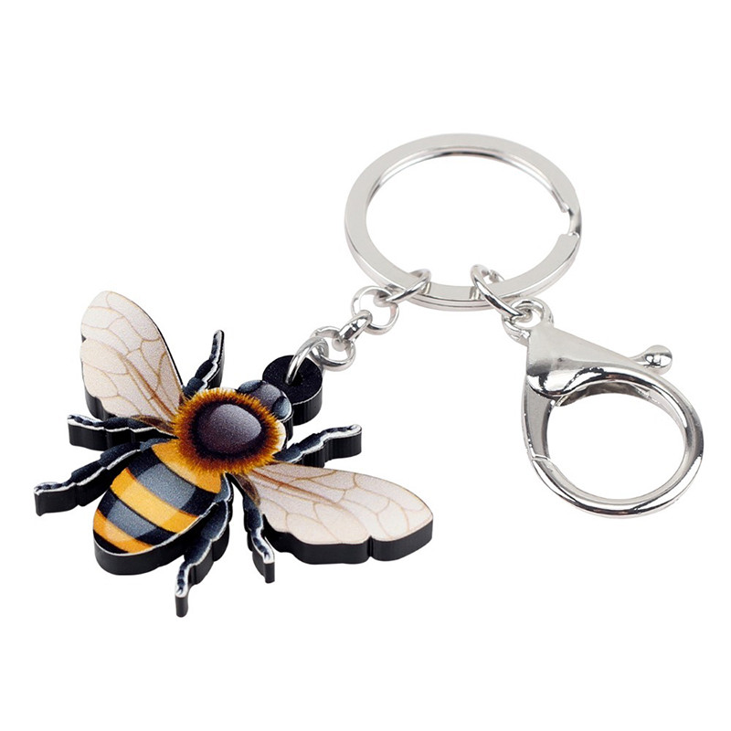 Porte-clé abeille porte-clénid abeille en verre - petite abeille dont les  ailes sont serties de strass !