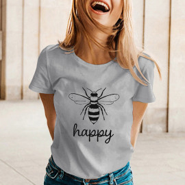 T-shirt fluide pour l'été Bee Happy - couleur Gris