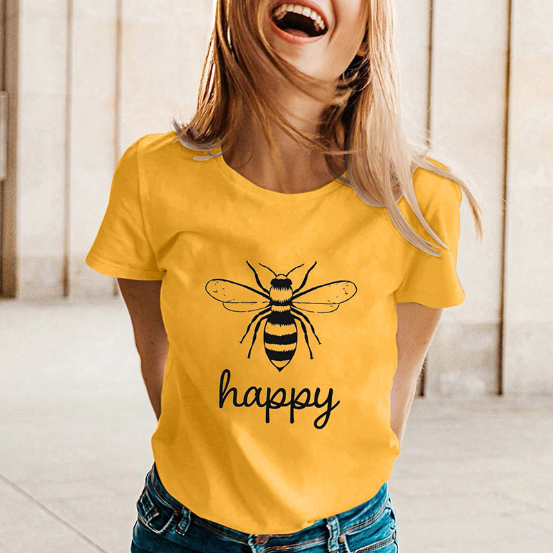 T-shirt fluide pour l'été Bee Happy - couleur jaune