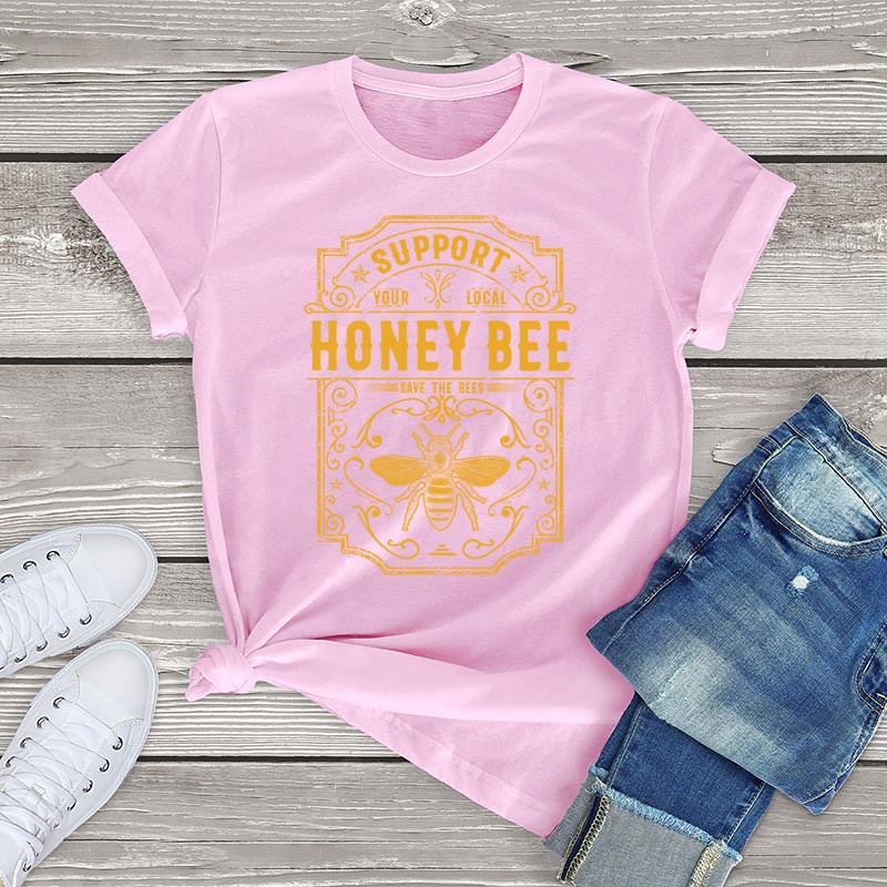T-shirt Soutenez votre miel local - couleur rose