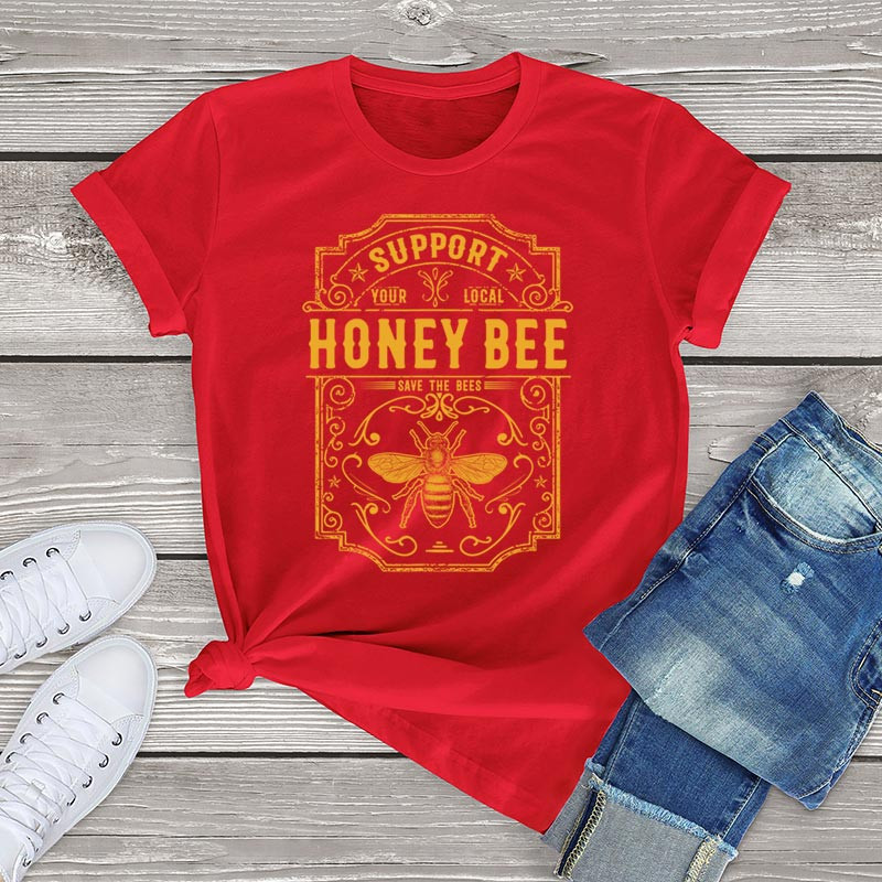 T-shirt Soutenez votre miel local - couleur rouge