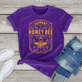 T-shirt Soutenez votre miel local - couleur violet