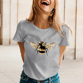 T-shirt fluide pour l'été  abeille toute douce - couleur Gris