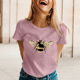 T-shirt fluide pour l'été  abeille toute douce - couleur Rose