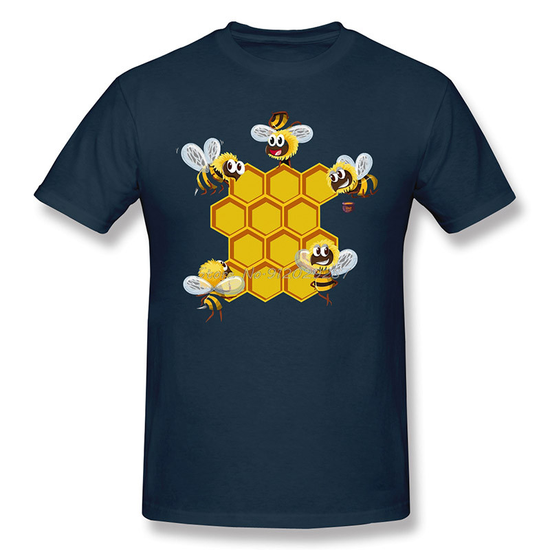 T-shirt en coton pour abeilles mignonnes couleur bleu Marine