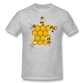 T-shirt en coton pour abeilles mignonnes couleur gris