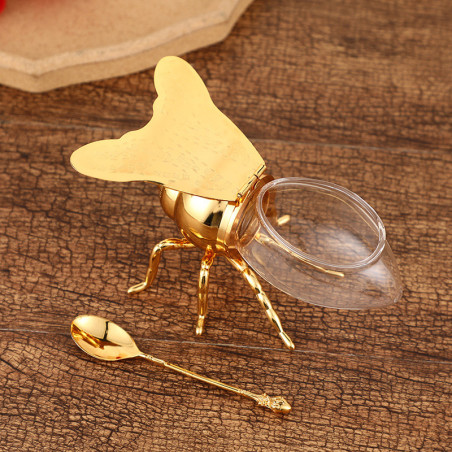 Détails pot à miel grosse abeille - modèle doré