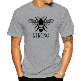 T-shirt en coton avec abeille Be Strong - couleur gris