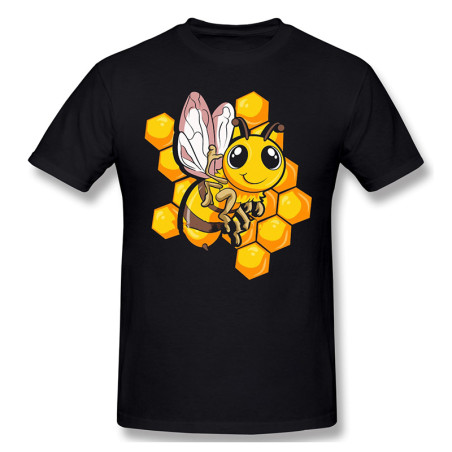 T-shirt en coton avec abeille trop cute couleur noir
