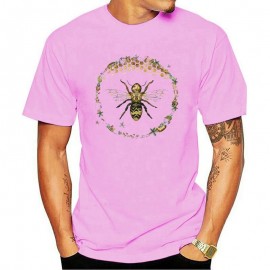 T-shirt Homme Abeille cercle nid d'abeille - rose