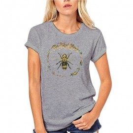 T-shirt Femme Abeille cercle nid d'abeille - gris