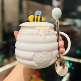 Petit pot de miel en céramique - modèles 1 - blanc