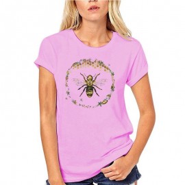 T-shirt Femme Abeille cercle nid d'abeille - rose